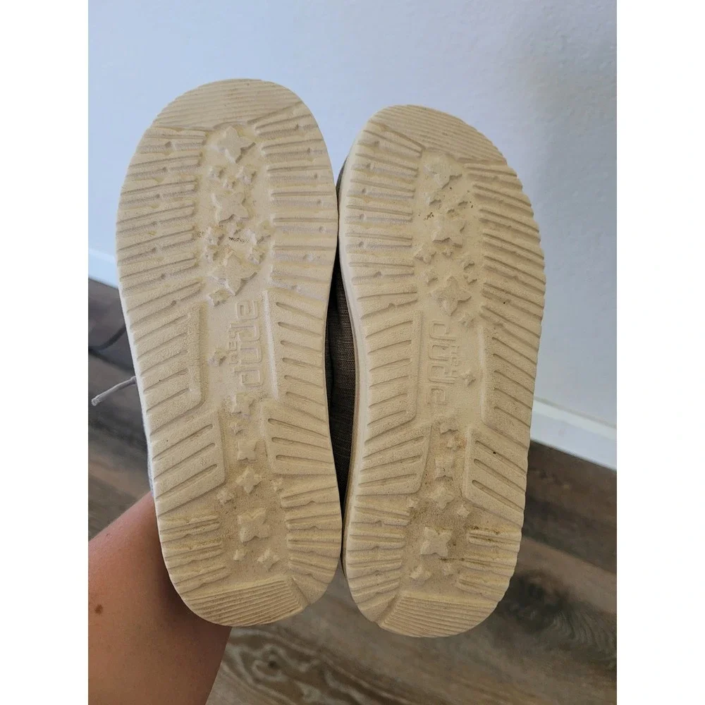 Hey Dude Wendy Youth Linen Grey Slip On Loafers Shoes Kids Size K13 #3